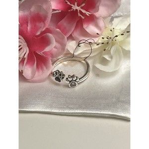 100% 925 Sterling Silver Doggy Paw Pet Paw Size 7 Ring